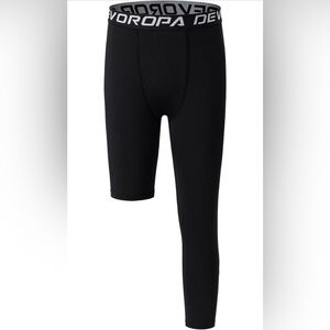 Youth Boys One Leg Compression Pants for Basketball 3/4 Leggings-Youth Medium